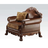 Dresden Brown PU & Chenille, Cherry Oak Chair Model 15162 By ACME Furniture